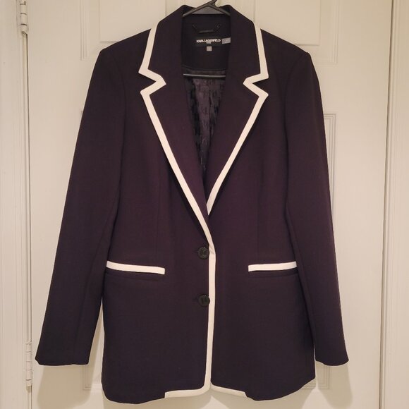 Karl Lagerfeld Jackets & Blazers - KARL LAGERFELD Classic Black & White Blazer Sz 10